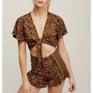 Free People Floral Tie-Front Romper